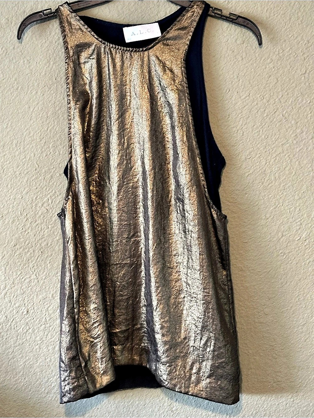 A.L.C. Metallic Gold & Black Tank Top Like New